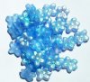 25 12x14mm Matte Light Sapphire AB Two Hole Flower Beads